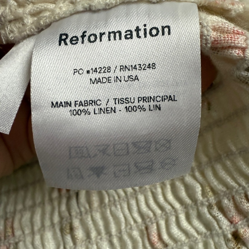 Reformation Ivory Floral Puff Sleeve Blouse - Picture 9 of 9